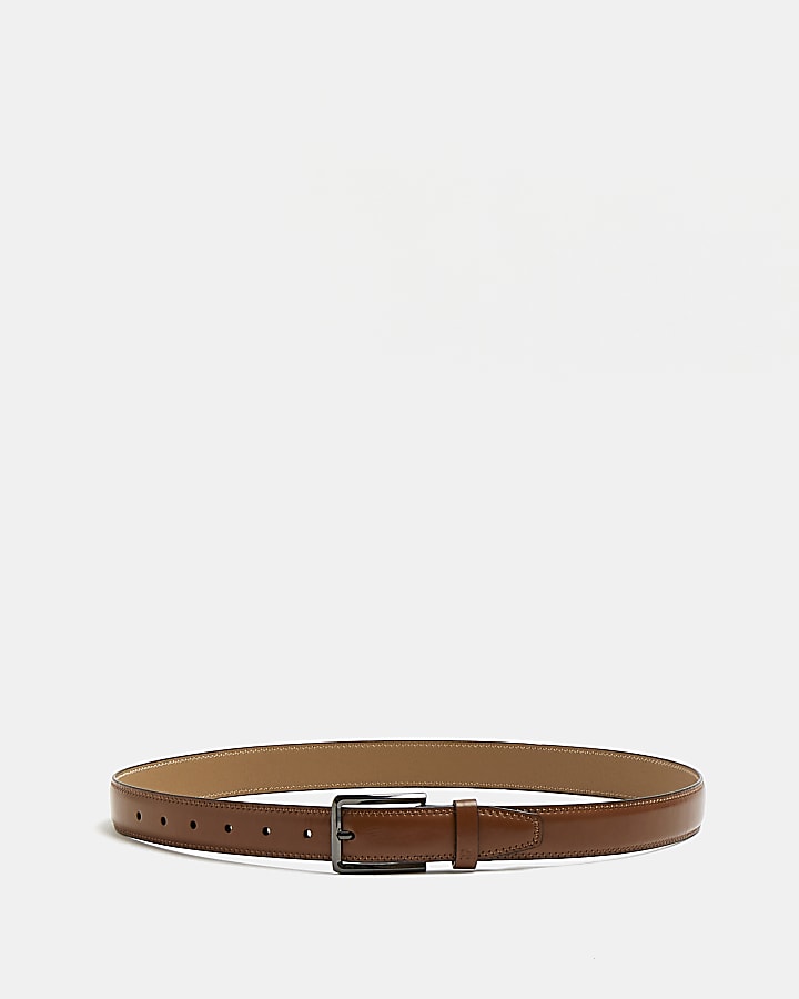 Brown Faux leather buckle belt