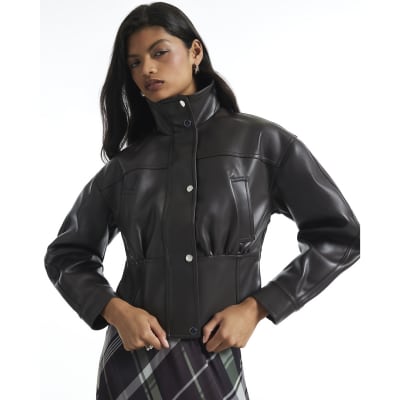 Faux Leather Corset Detail Jacket