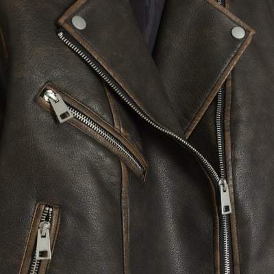 River island leather jacket on sale mens