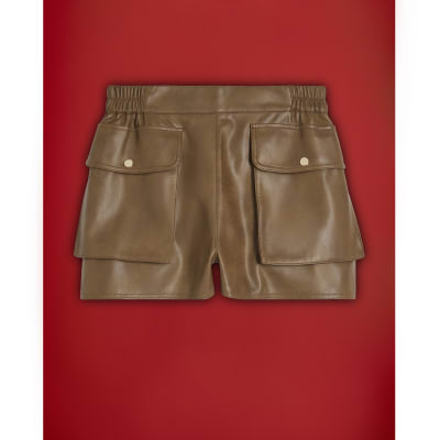 Faux Leather Distressed Pocket Shorts