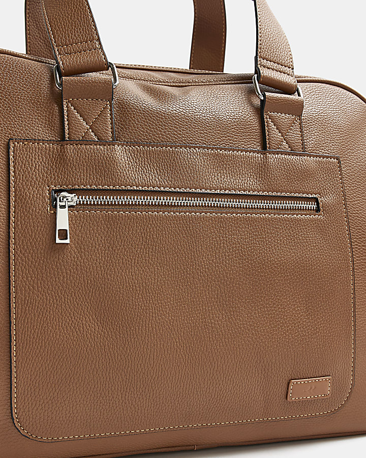 Brown faux leather holdall