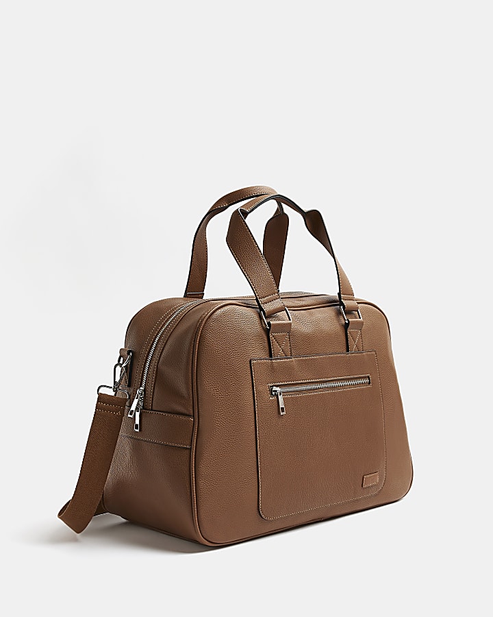 Brown faux leather holdall
