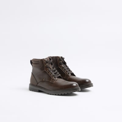 Mens brown boots river island best sale