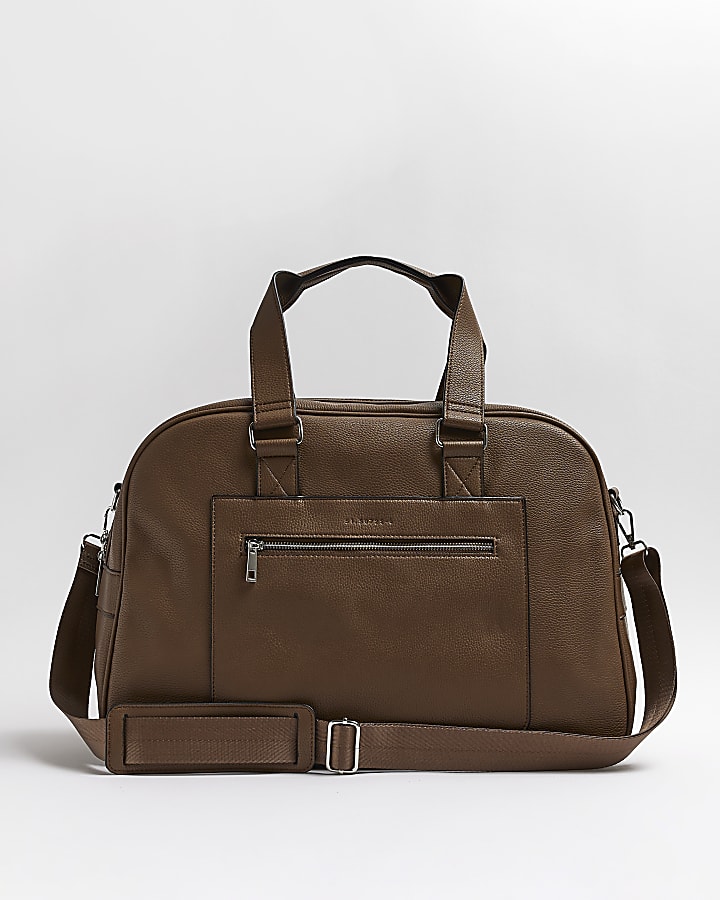 Brown Faux Leather RI holdall bag
