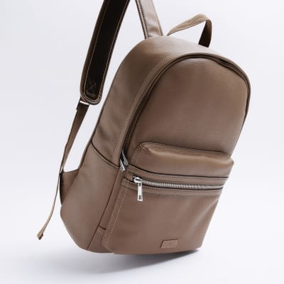 Brown faux leather rucksack River Island