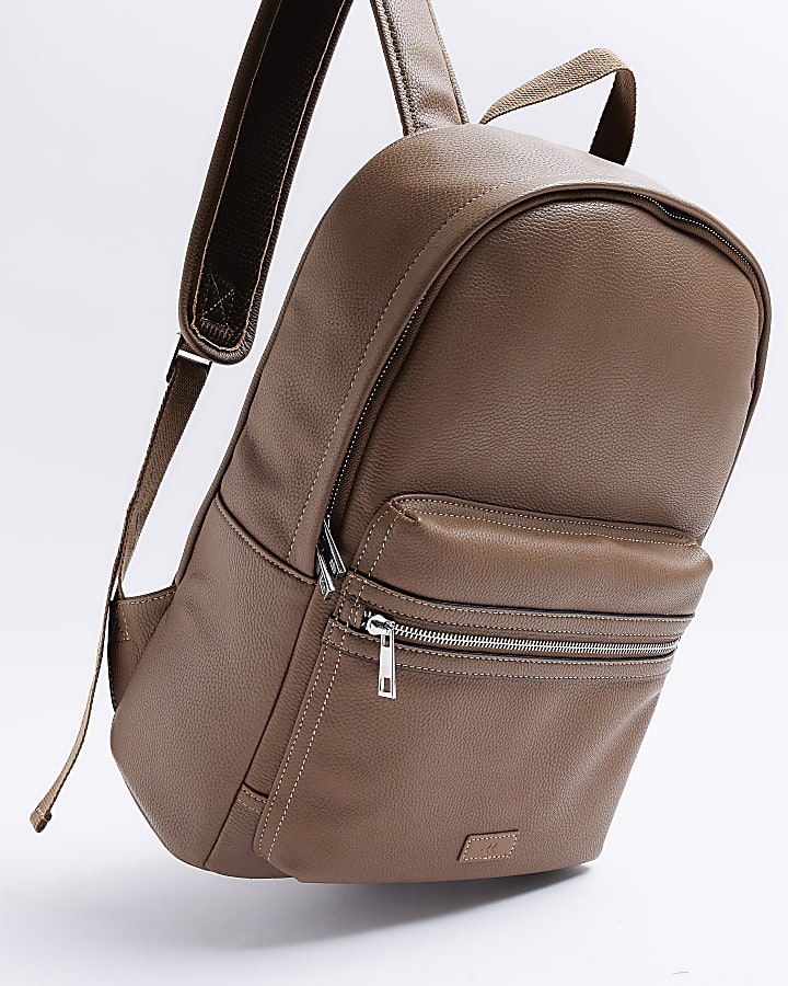 Brown faux leather rucksack