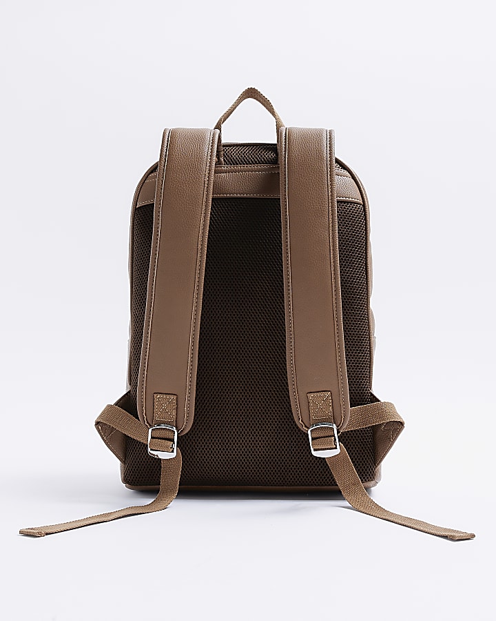 Brown faux leather rucksack