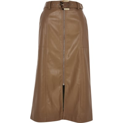 brown skirt river island