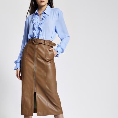 leather midi skirt uk