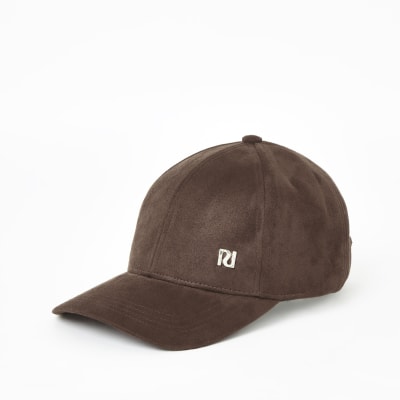 Brown faux suede baseball cap | River Island