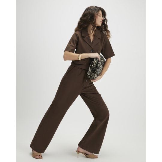 River Island Brown Faux Suede Drawstring Trousers