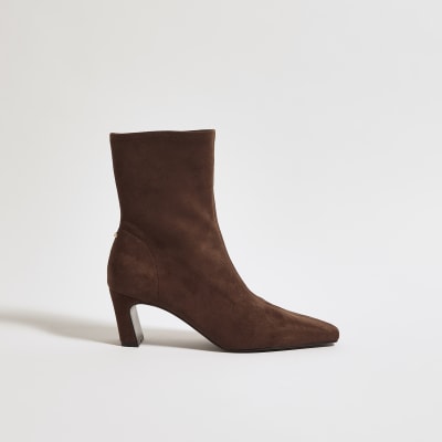 Faux Suede Heeled Ankle Boots