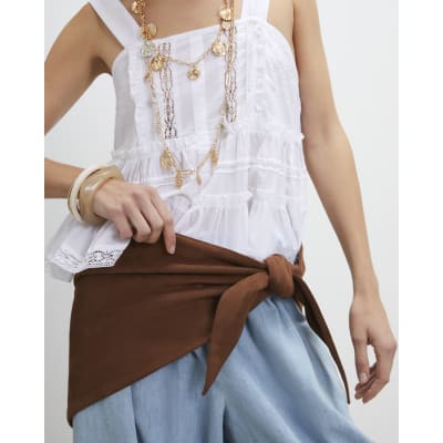 Brown Faux Suede Multi Wear Scarf