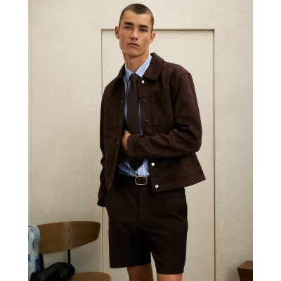 Brown Faux Suede Western Style Jacket