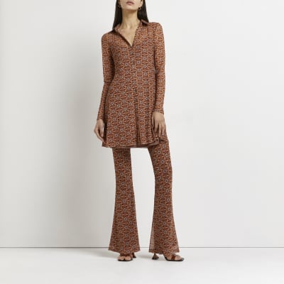 floral flared trousers