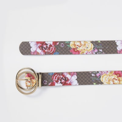 Brown floral RI eclipse belt
