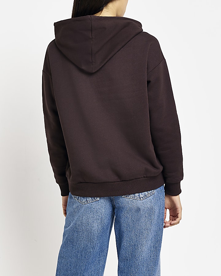 Brown graphic print hoodie