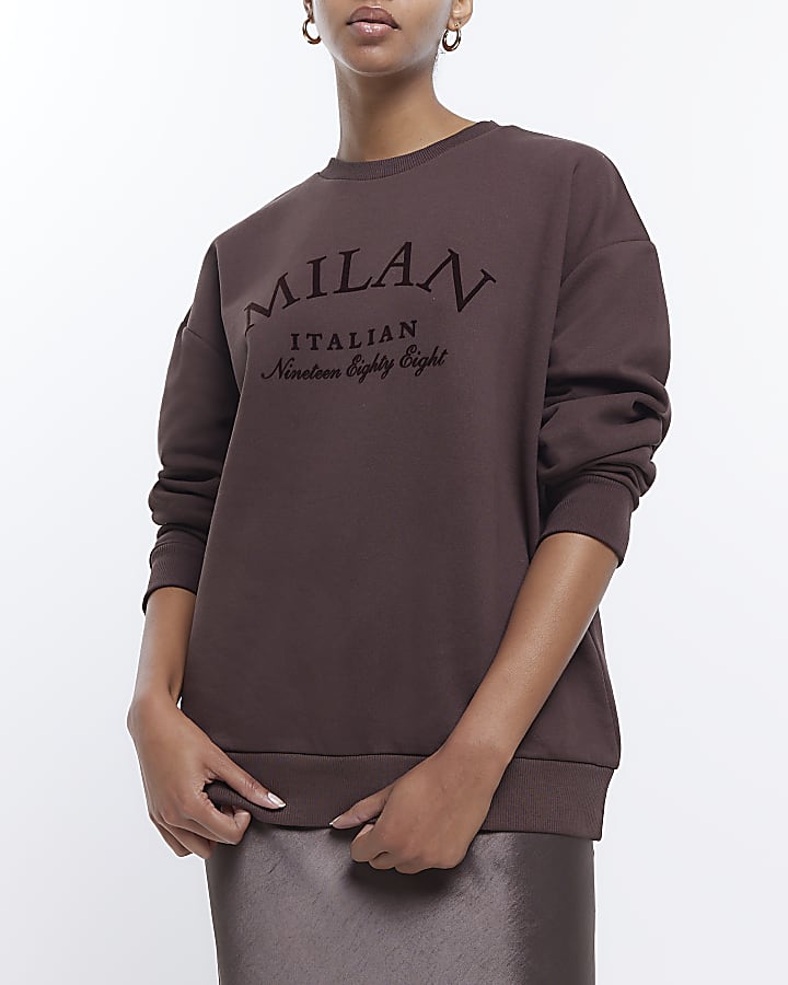 Brown graphic print sweatshirt