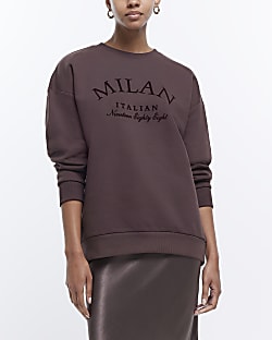 Brown graphic print sweatshirt