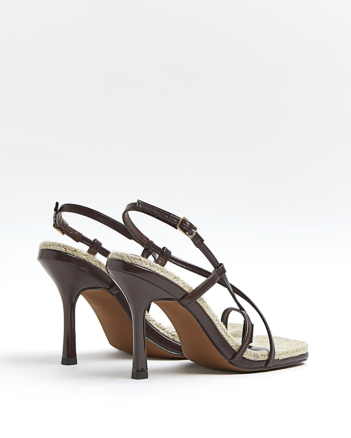 Brown heeled strappy sandals