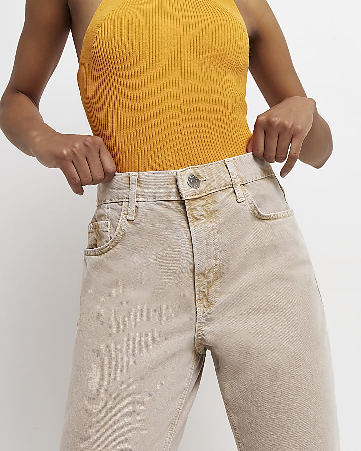 Brown high waisted mom jeans