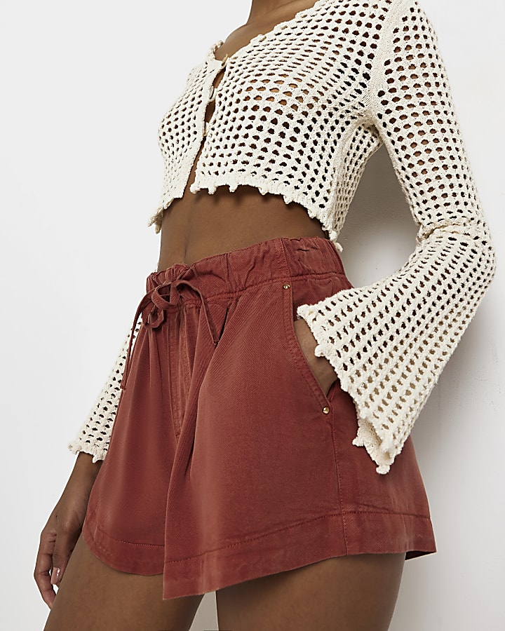 Brown high waisted shorts