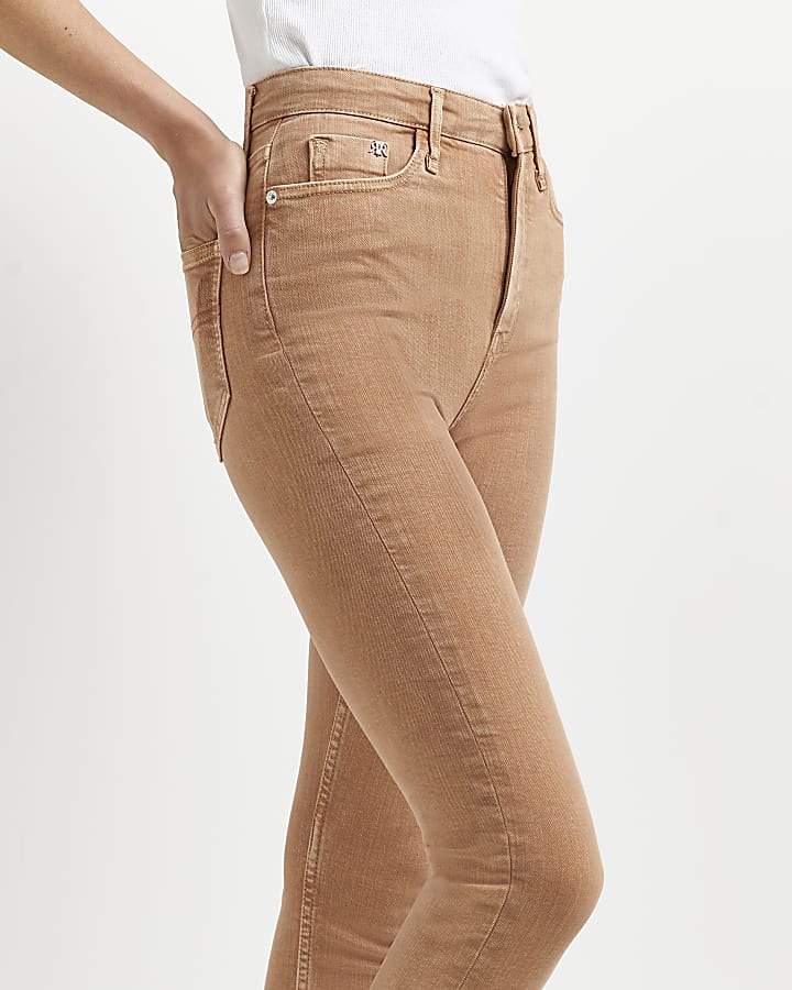 Brown high waisted skinny jeans