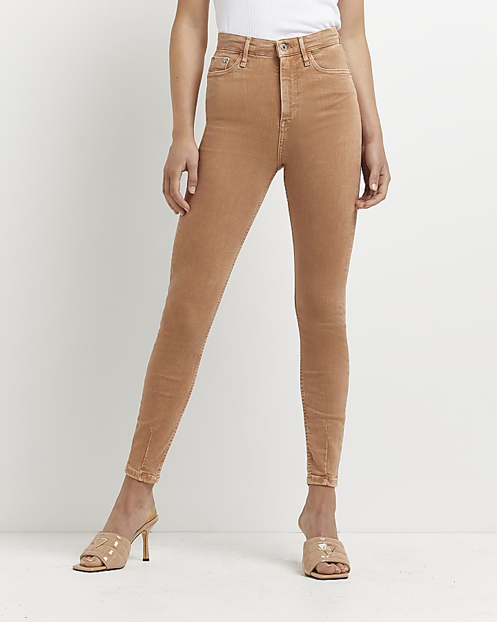 Brown high waisted skinny jeans