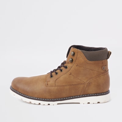 Brown hiking lace-up boots