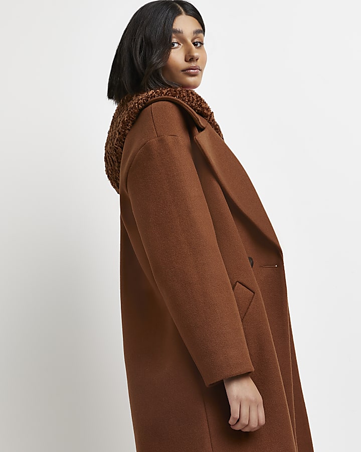 Brown hooded duster coat