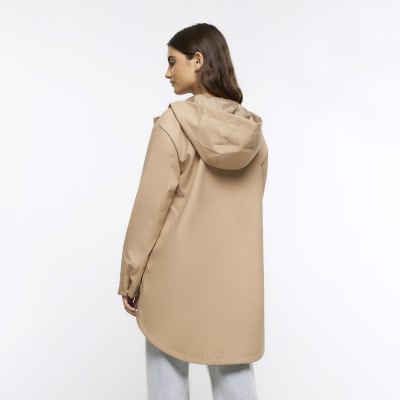 Brown Hooded Rain Mac | River Island