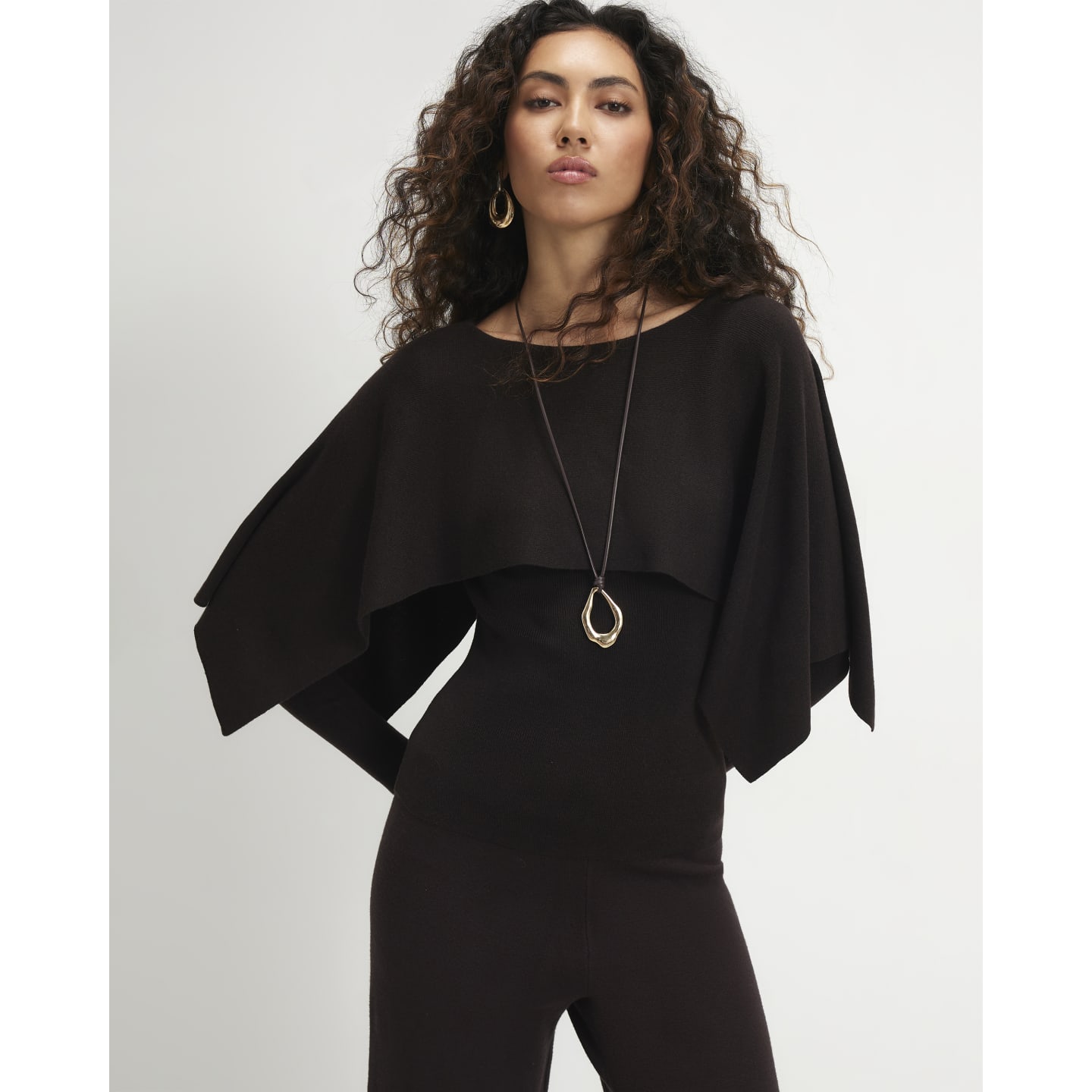 River Island Brown Knit Cape 2 In 1 Top — photo 1 of 1