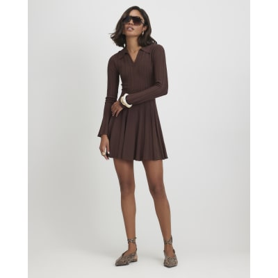 Knit Flippy Ribbed Long Sleeve Dress