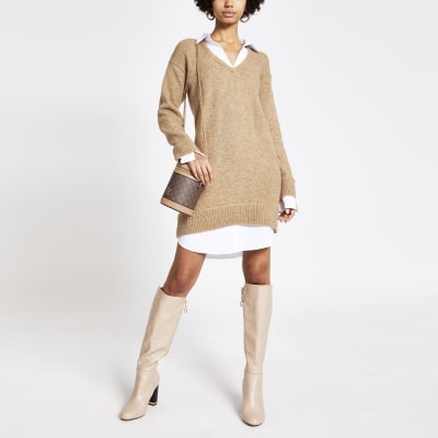river island pink jumper dress