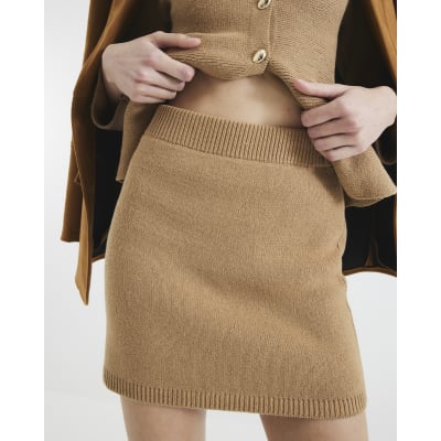 Brown Knitted Mini Skirt
