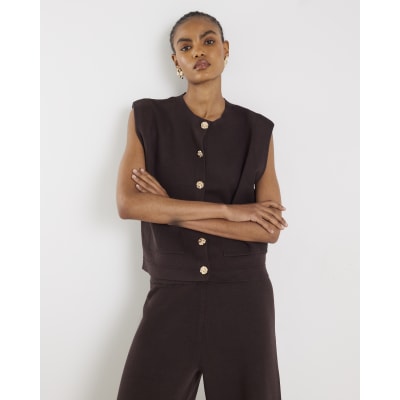 Brown Knitted Waistcoat