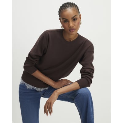 Brown Lace Hem Jumper