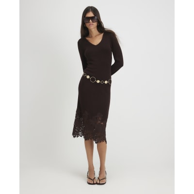 Lace Hem Midi Jumper Dress