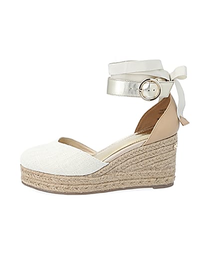 360 degree animation of product Brown lace-up ankle espadrille wedge sandals frame-2