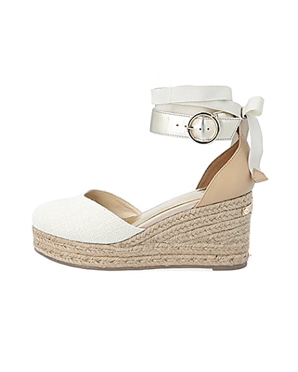 360 degree animation of product Brown lace-up ankle espadrille wedge sandals frame-3