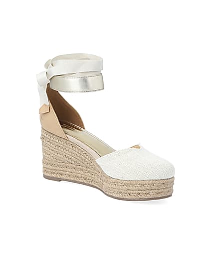 360 degree animation of product Brown lace-up ankle espadrille wedge sandals frame-17