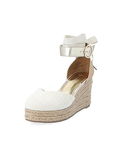 360 degree animation of product Brown lace-up ankle espadrille wedge sandals frame-23