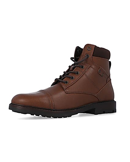 360 degree animation of product Brown lace up boots frame-1