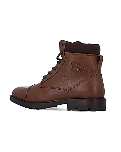 360 degree animation of product Brown lace up boots frame-5