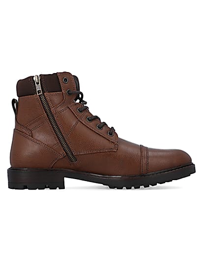 360 degree animation of product Brown lace up boots frame-15