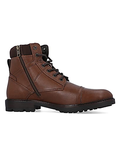 360 degree animation of product Brown lace up boots frame-16