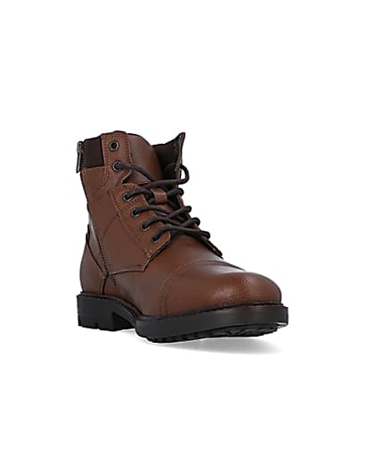 360 degree animation of product Brown lace up boots frame-19