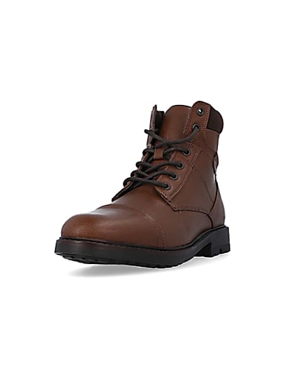 360 degree animation of product Brown lace up boots frame-23