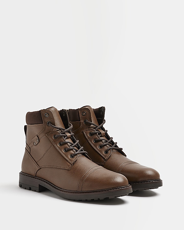Brown lace up boots