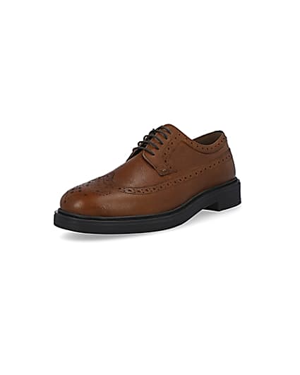 360 degree animation of product Brown lace up brogue shoes frame-0